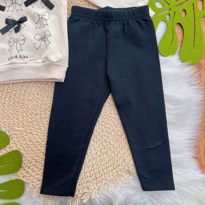  Conj. Casaco de Moletom Tied Up in Cuteness e Calça Legging - Areia e Preto